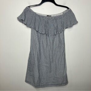 Allison‎ Joy 100% cotton off the shoulder dress women’s size medium blue & white